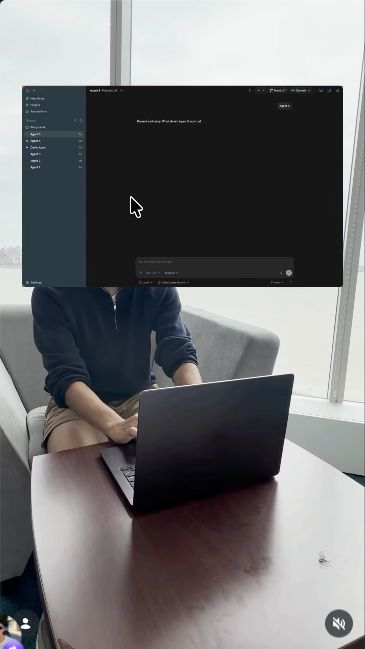 A frame from Aidan’s Codex reel showing the coding tool and a laptop